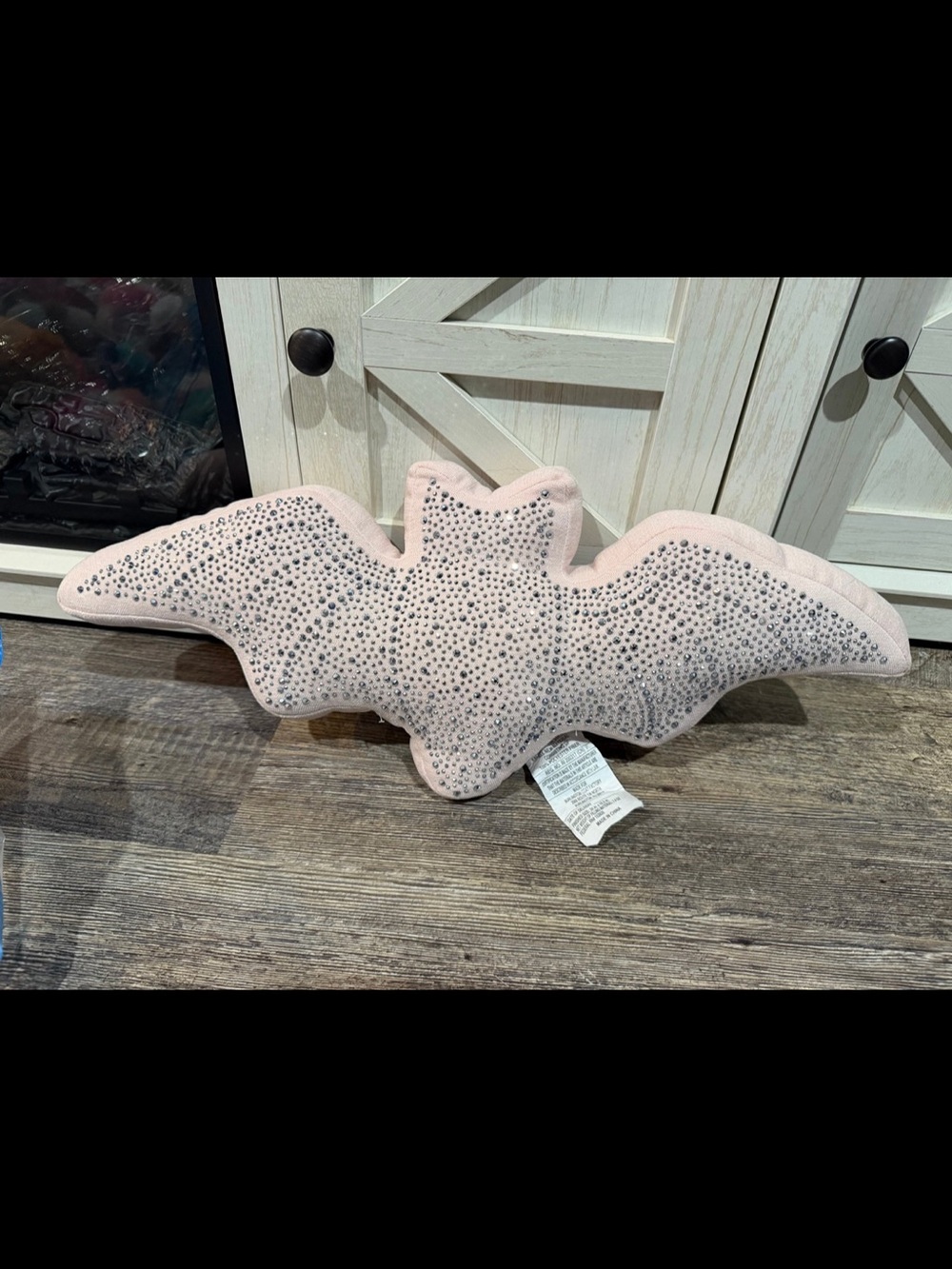 Plush Bat Decorative Throw Pillow in Light Pink